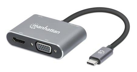 Manhattan 130691 replicatore di porte e docking station per laptop Cablato USB 3.2 Gen 1 3.1 Gen 1 Type-C Grigio (USB-C Dock/Hu