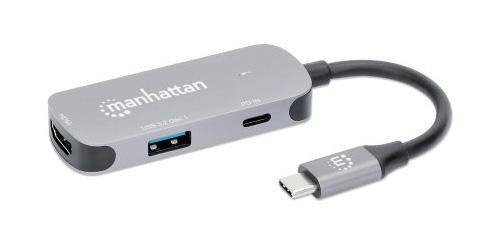 Manhattan 130707 replicatore di porte e docking station per laptop Cablato USB 3.2 Gen 1 [3.1 Gen 1] Type-C Alluminio (USB-C Do