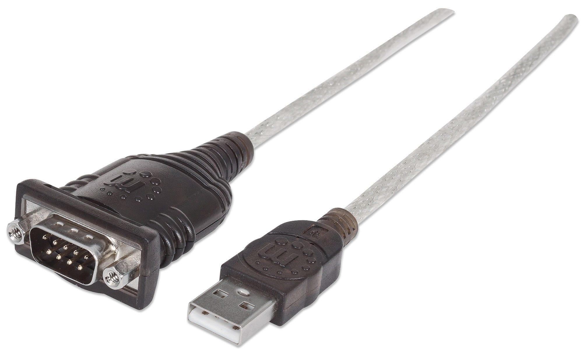 Manhattan 151856 cavo seriale Argento 045 m USB A Serial/COM/RS232/DB9 (USB-A TO SERIAL CABLE 45CM- - FTDIFT232RL BLACK/SILVER