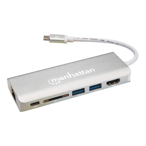 Manhattan 152075 replicatore di porte e docking station per notebook Cablato USB 3.2 Gen 2 (3.1 Gen 2) Type-C Alluminio