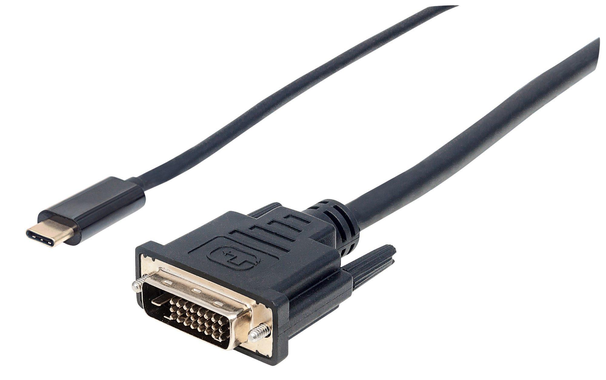Manhattan 152457 cavo e adattatore video 2 m USB tipo-C DVI Nero (USB-C to DVI-D Cable 1080p60Hz 2m Male to Female Black Equiva
