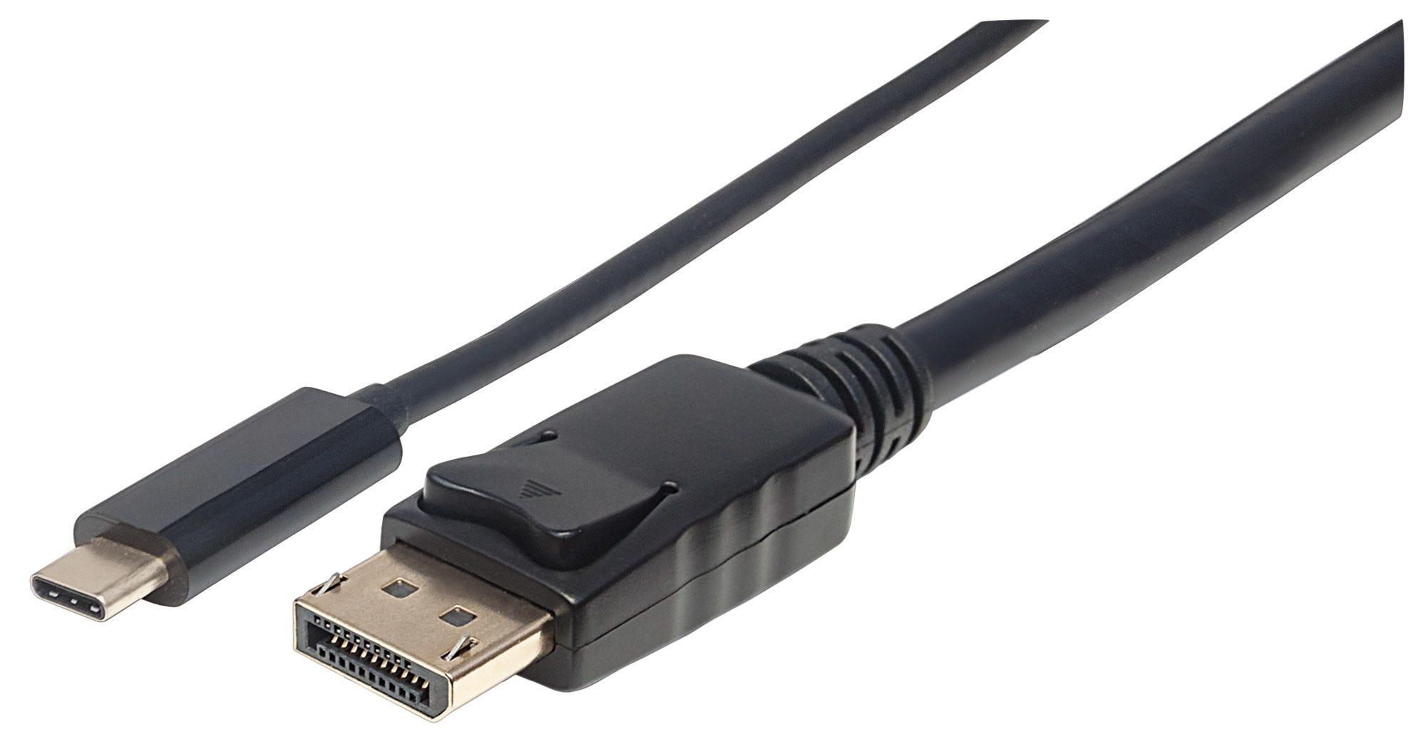 Manhattan 152471 cavo e adattatore video 1 m USB tipo-C DisplayPort Nero (USB-C to DisplayPort Cable 4K60Hz 1m Male to Male Bla