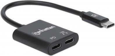 Manhattan 153348 cavo per cellulare Nero 0112 m (USB-C TO USB-C/USB-C AUDIO M/F- - -480MBPS USB 2.0 CABLE 11CM)
