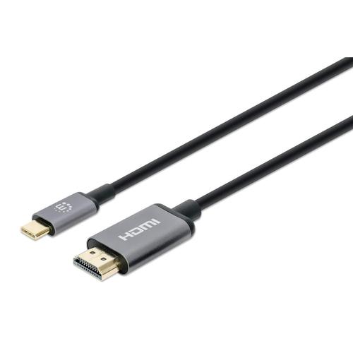 Manhattan 153591 cavo e adattatore video 1 m HDMI tipo A Standard USB tipo-C Nero Grigio (USB-C to HDMI Cable 4K60Hz 1m Black E