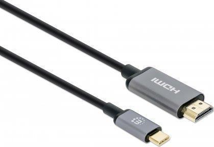 Manhattan 153607 cavo e adattatore video 2 m HDMI tipo A Standard USB tipo-C Nero Argento (USB-C to HDMI Cable 4K30Hz 2m Black