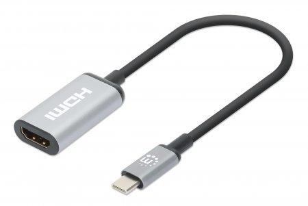 Manhattan 153706 cavo e adattatore video 015 m USB tipo-C HDMI Nero Argento