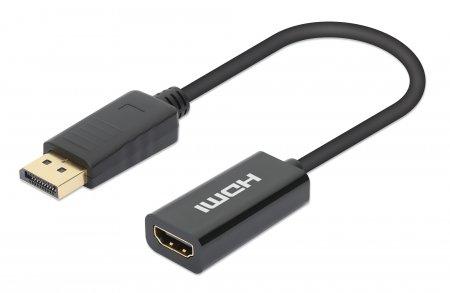 Manhattan 153713 adattatore per inversione del genere dei cavi DisplayPort HDMI Nero (DISPLAYPORT TO HDMI CABLE 15CM- - 4K/60HZ