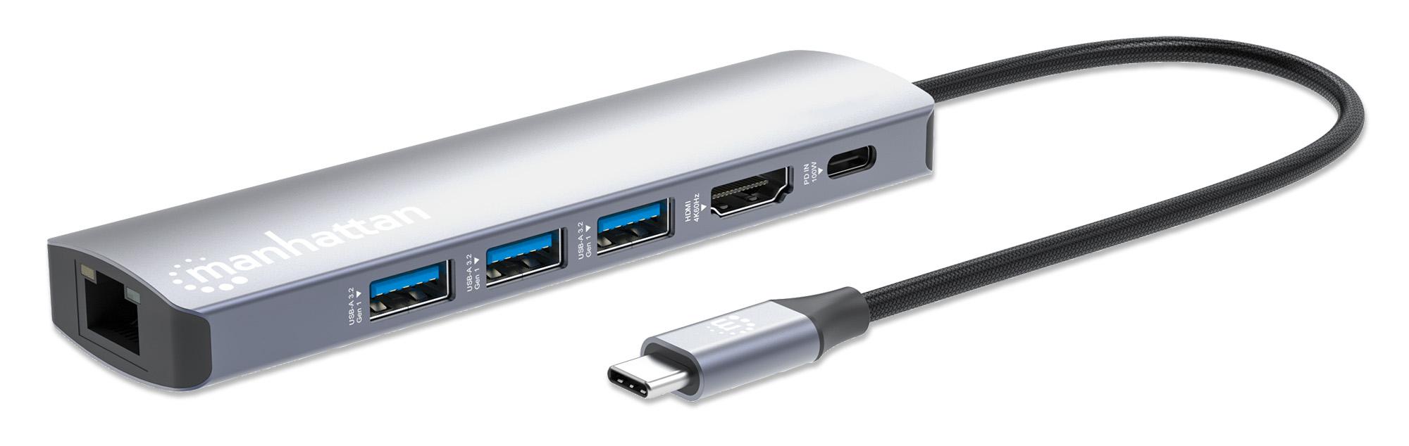 Manhattan 153959 replicatore di porte e docking station per laptop Cablato USB 3.2 Gen 1 [3.1 Gen 1] Type-C Argento (USB-C DOCK
