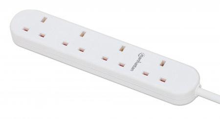 Manhattan 166720 prolunghe e multiple 2 m 4 presae AC Interno Bianco (UK EXTENSION LEAD 2M OUTPUT X4- - 13A WHITE)