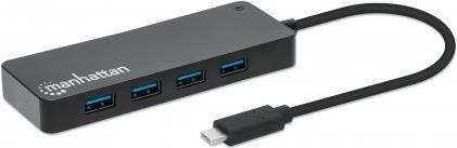Manhattan 168410 hub di interfaccia USB tipo-C 5000 Mbit/s Nero (USB-C Dock/Hub, Ports [x7]: USB-A [x7], 5 Gbps [USB 3.2 Gen1 a
