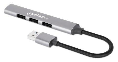 Manhattan 168427 hub di interfaccia USB 3.2 Gen 1 3.1 Gen 1 Type-A 5000 Mbit/s Grigio (USB-A 4-Port Hub 4x USB-A Ports 1x 5 Gbp