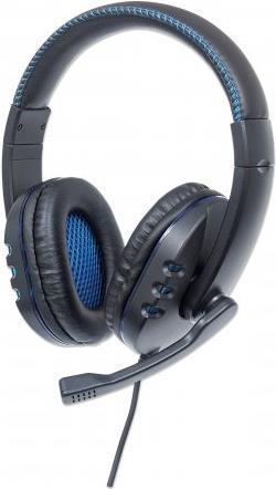 Manhattan 176088 cuffia e auricolare Cablato A Padiglione Musica e Chiamate Nero Blu (USB GAMING LED HEADSET 1.8M- - BUILT-IN M