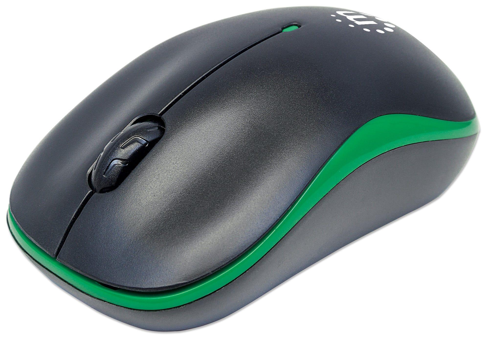 Manhattan 179393 mouse Ambidestro RF Wireless Ottico 1000 DPI (SUCCESS USB WIRELESS MOUSE- - 2.4GHZ GREEN/BLACK USB-A 1000DPI)