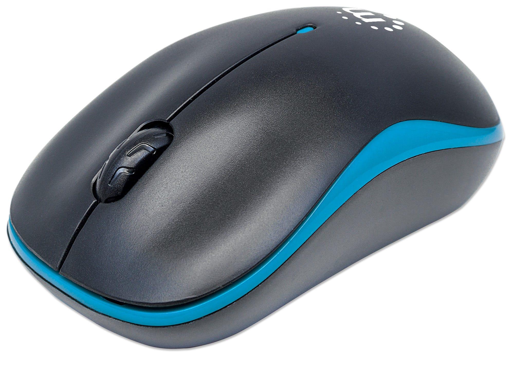 Manhattan 179416 mouse Ambidestro RF Wireless Ottico 1000 DPI (Success Wireless Mouse Black/Blue 1000dpi 2.4Ghz up to 10m USB O