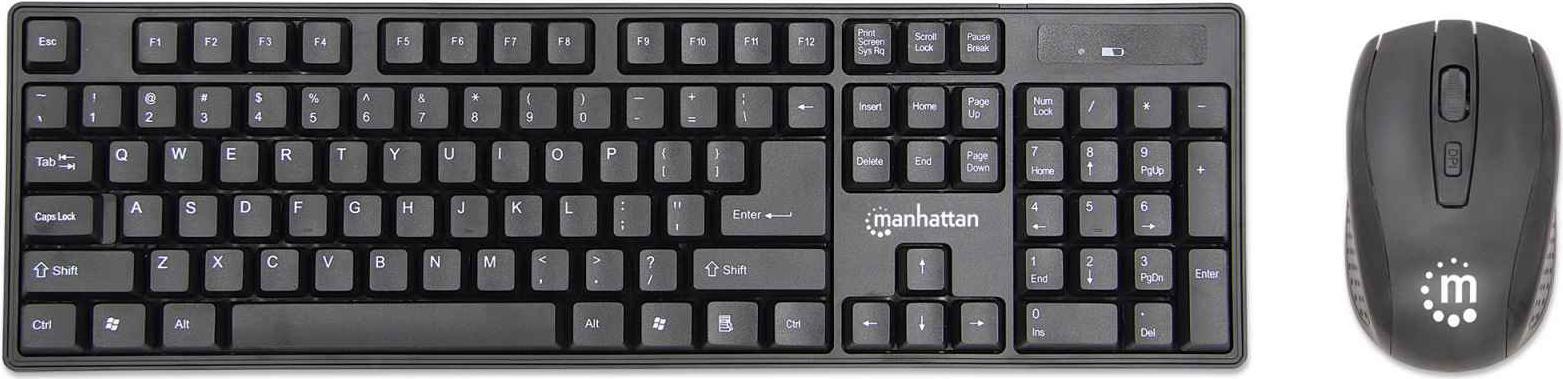 Manhattan 179492 tastiera Mouse incluso RF Wireless QWERTY Tedesco Nero (Keyboard Mouse Included Rf - Wireless Qwerty German Bl
