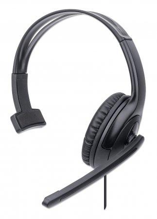Manhattan 180504 cuffia e auricolare Cablato A Padiglione Ufficio USB tipo A Nero