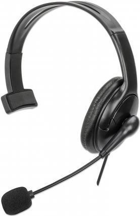 Manhattan 180849 cuffia e auricolare Cablato A Padiglione Ufficio USB tipo A Nero (Mono Over-Ear Headset USB Reversible Microph