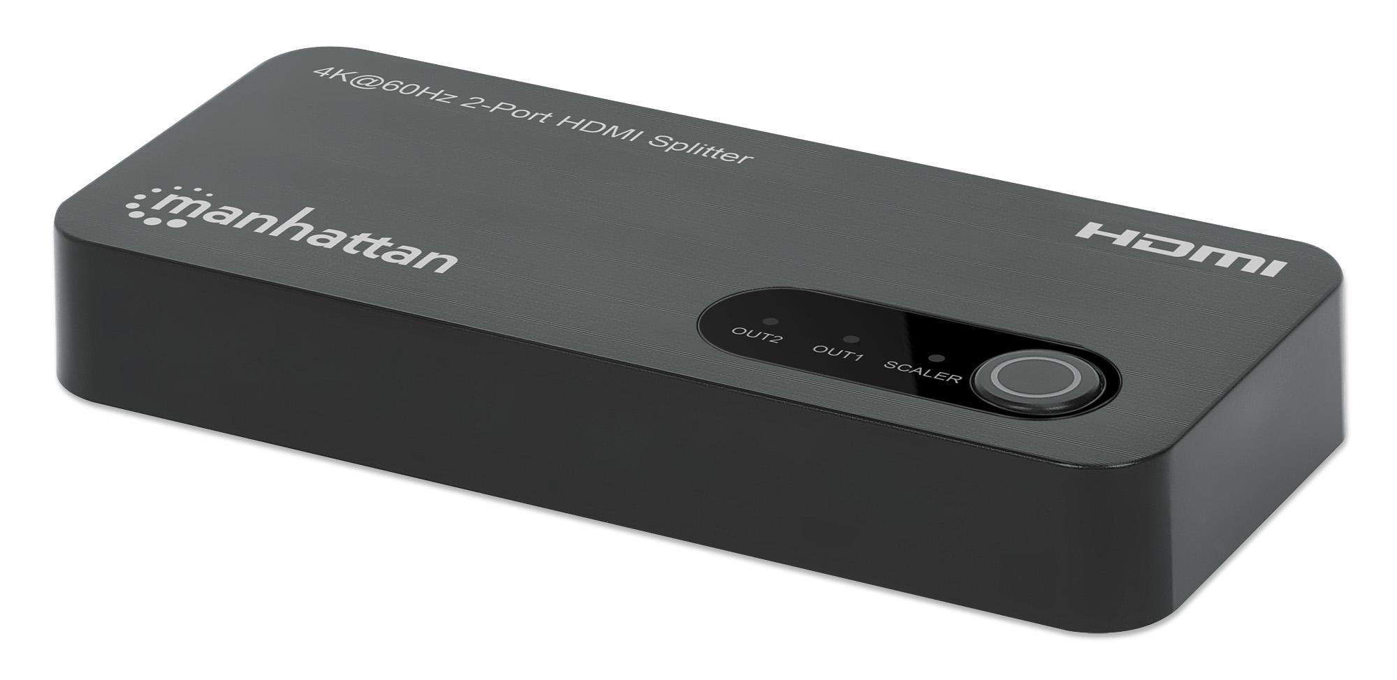 Manhattan 207614 ripartitore video HDMI 2x HDMI (HDMI 4K SPLITTER 2 PORT-4K/60HZ - MICRO-USB POWERED BLACK)