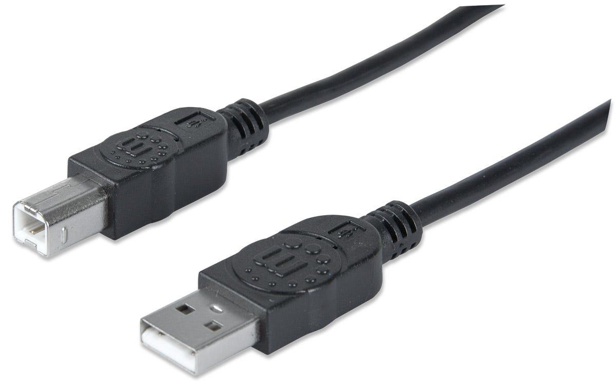 Manhattan USB A/USB B 1m cavo USB USB 2.0 Nero (USB-A TO USB-B CABLE 1M- - MALE/MALE 480MBPS USB 2.0 BLCK)