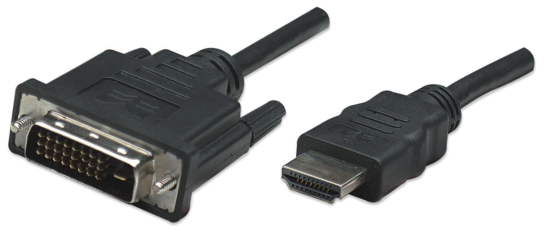 Manhattan 322782 cavo e adattatore video 1 m HDMI tipo A Standard DVI-D Nero (HDMI to DVI-D 241 Cable 1m Male to Male Black Equ