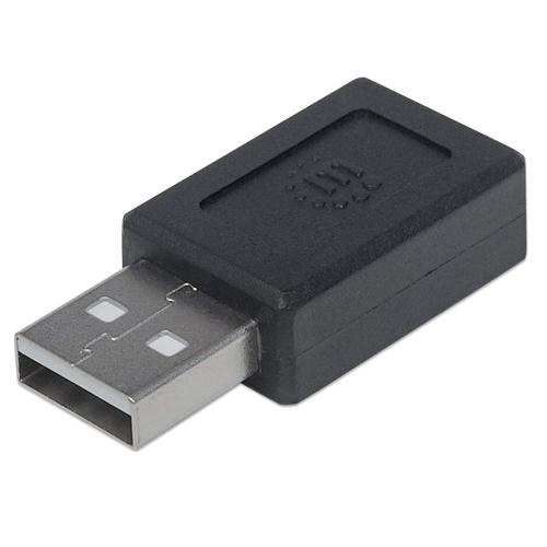 Manhattan 354653 adattatore per inversione del genere dei cavi USB A USB C Nero (USB-C to USB-A Adapter Female to Male 480 Mbps