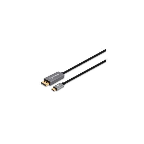 Manhattan 354851 cavo e adattatore video 3 m USB tipo-C DisplayPort Nero Argento (USB-C TO DISPLAYPORT 8K/60HZ 3M - -MALE/MALE