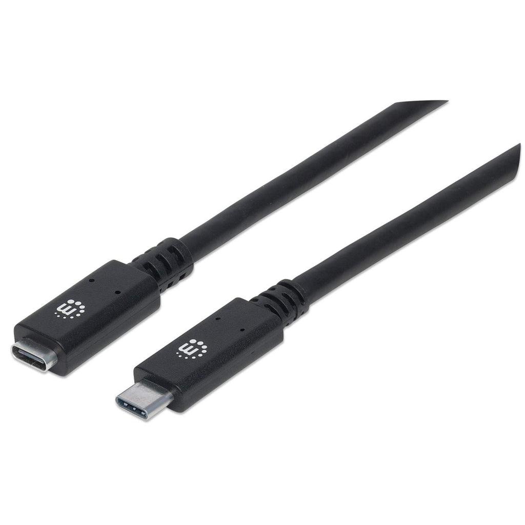 Manhattan 355230 cavo USB 05 m USB 3.2 Gen 2 3.1 Gen 2 USB C Nero (USB-C to USB-C Extension Cable 50cm Male to Female 10 Gbps U