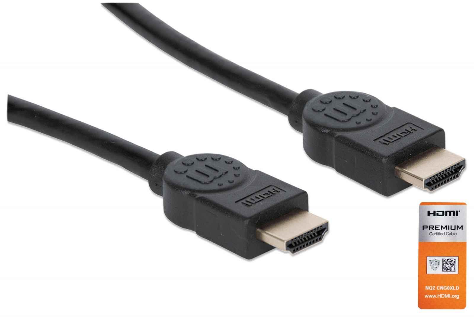 Manhattan 355346 cavo HDMI 18 m HDMI tipo A Standard Nero (HDMI Cable with Ethernet 4K60Hz Premium High Speed 1.8m Male to Male