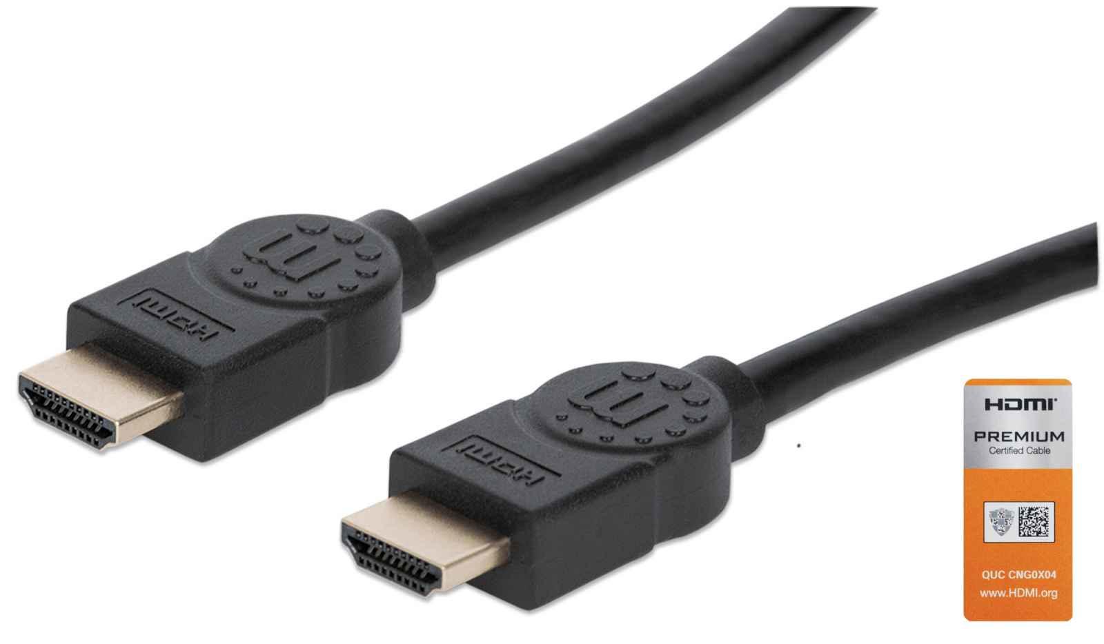 Manhattan 355353 cavo HDMI 3 m HDMI tipo A Standard Nero (HDMI Cable with Ethernet 4K60Hz Premium High Speed 3m Male to Male Bl
