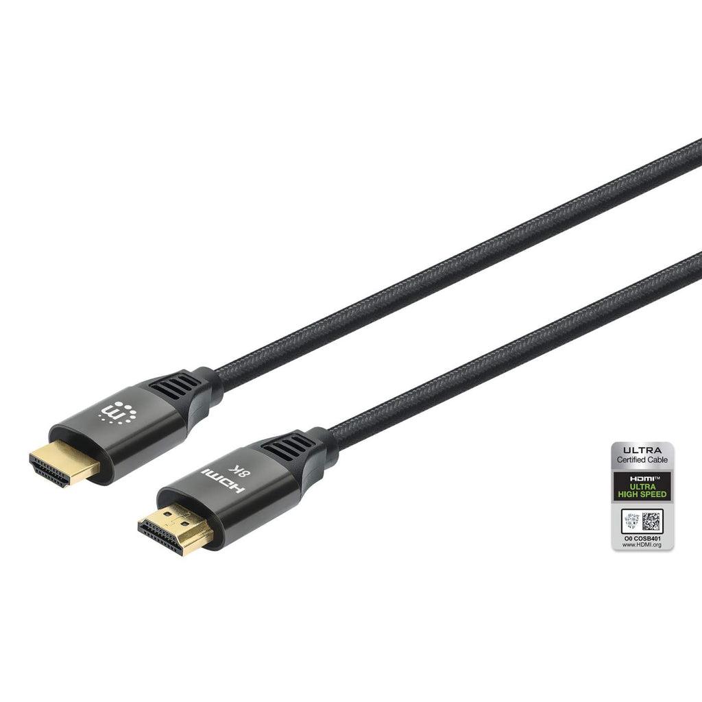 Manhattan 355940 cavo HDMI 2 m HDMI tipo A Standard Nero (HDMI CABLE ETHERNET 2M 8K/60HZ - -MALE/MALE BRAIDED BLACK POLYBAG)