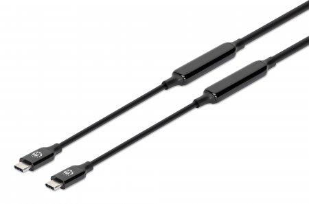 Manhattan 355971 cavo USB 5 m USB 3.2 Gen 2 [3.1 Gen 2] USB C Nero (USB-C to USB-C Cable, 5m, Active, Male to Male, Black, 10 G