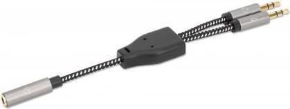 Manhattan 356121 cavo audio 0,15 m 3.5mm 2 x 3.5mm Nero, Argento (356121)