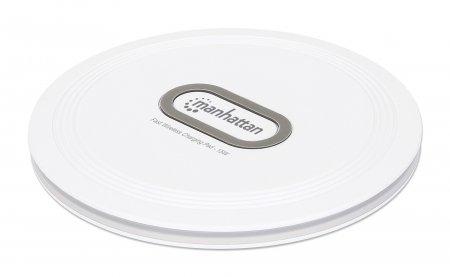 Manhattan 406024 Caricabatterie per dispositivi mobili Auricolare Smartphone Orologio intelligente Bianco USB Carica wireless R
