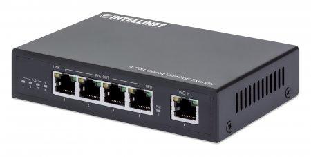 Intellinet 561617 moltiplicatore di rete Trasmettitore di rete Nero 10, 100, 1000 Mbit/s (4-PORT ULTRA POE EXTENDER- IEEE - 802