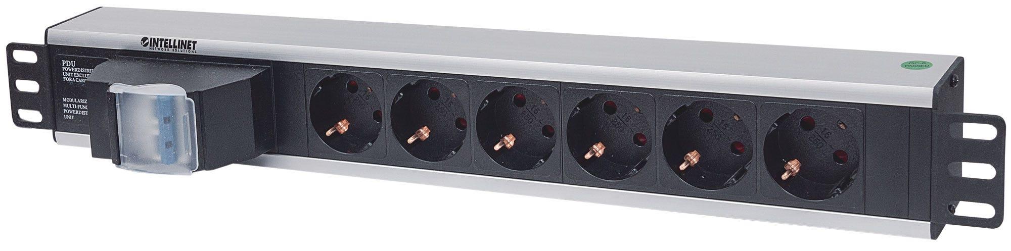 Intellinet 711432 unitÃƒÂ  di distribuzione dell'energia (PDU) 6 presa(e) AC 1.5U Nero, Grigio