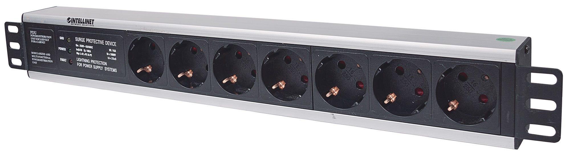 Intellinet 714006 unitÃƒÂ  di distribuzione dell'energia (PDU) 7 presa(e) AC 1.5U Nero