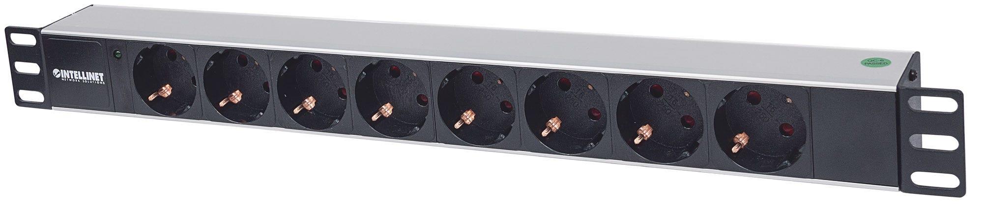 Intellinet 714037 unitÃƒÂ  di distribuzione dell'energia (PDU) 8 presa(e) AC 1U Alluminio, Nero