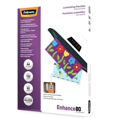 Pacchetto Fellowes di 100 vernice autoadesiva per plastificare A4 - 80 micron - alta qualitÃƒÂ  - Trasparente brillante
