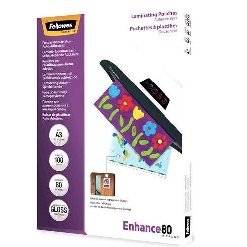 Felowes Pacchetto di 100 rivestimenti autoadesivi per laminazione della brillantezza A3 - 80 micron - alta qualit - trasparente
