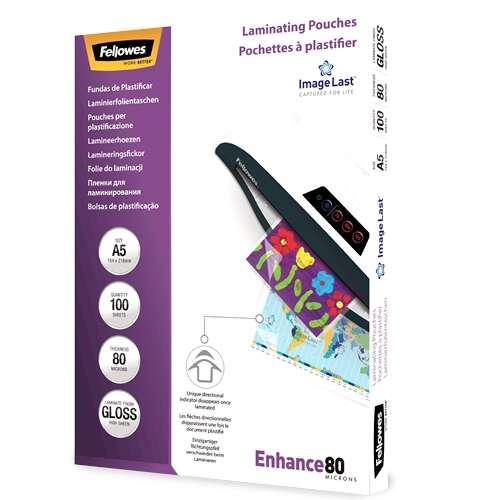 Pacchetto Fellowes di 100 coperture per plastificare la lucentezza A5 - 80 micron - alta qualit - trasparente