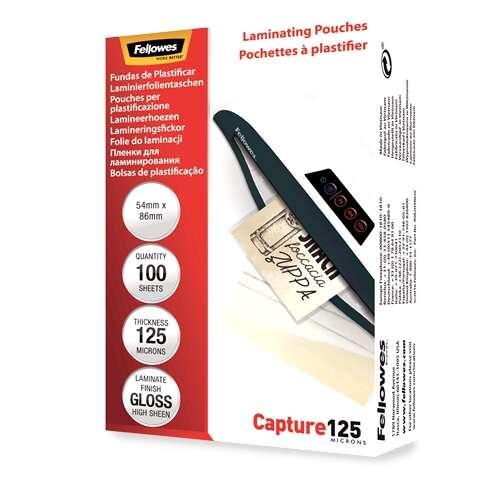 Pacchetto Fellowes con 100 copertine per plastificare la card 54 x 86 mm Shine - 125 micron - alta qualitÃƒÂ  - trasparente