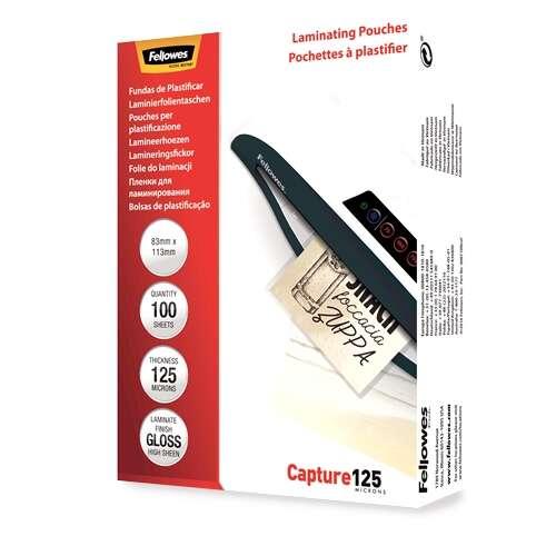 Pacchetto Fellowes con 100 copertine per plastificare la card 83 x 113 cm - 125 micron - alta qualit - trasparente