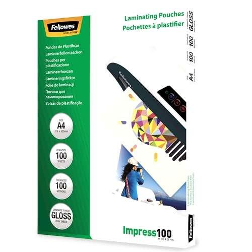 Pacchetto Fellowes di 100 coperture per laplastificare la luzentezza A4 - 100 micron - alta qualit - trasparente