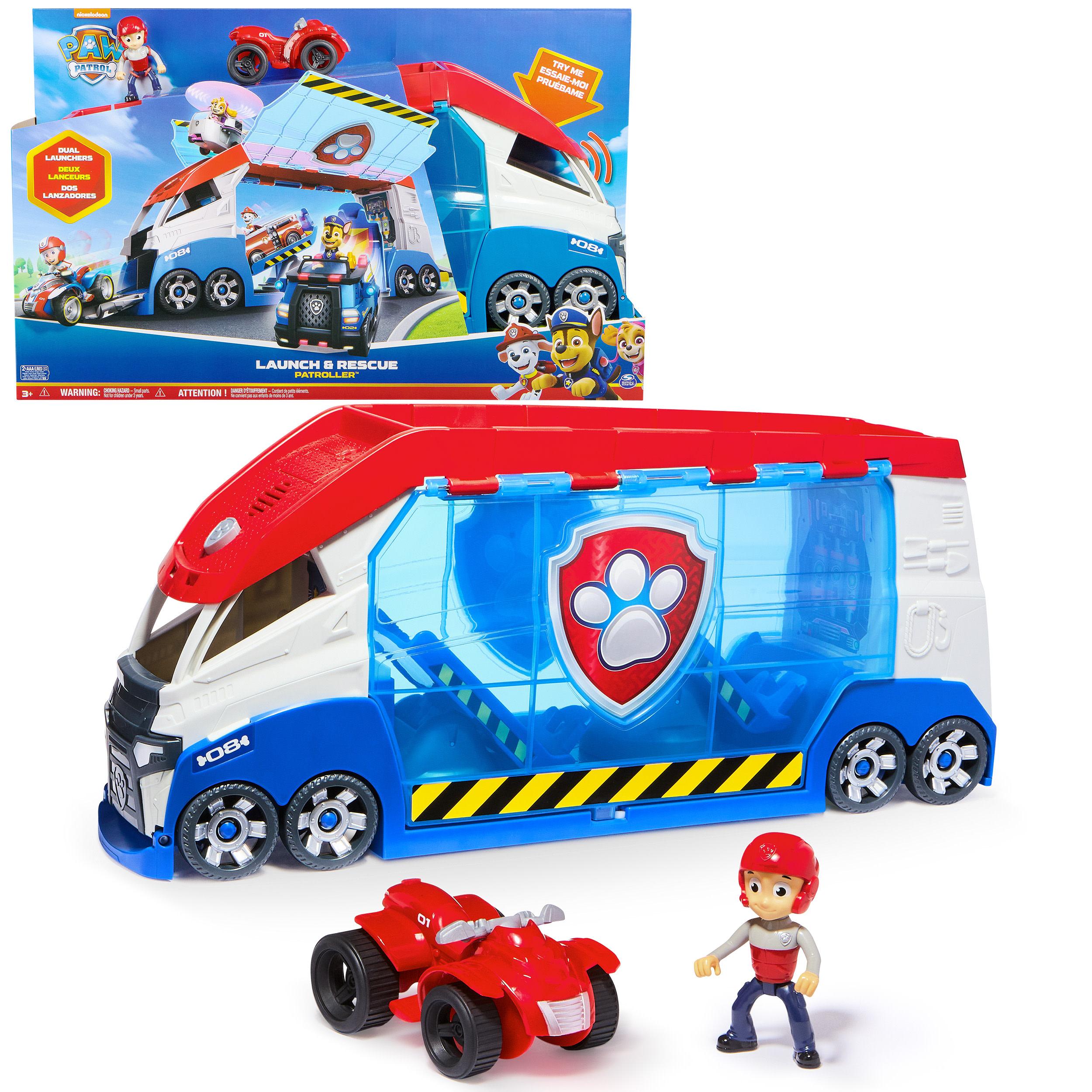PAW Patrol , Paw Patroller Trasformabile con Lanciatore per Veicoli, Luci e Suoni, Include un Personaggio di Ryder e il Quad Gi
