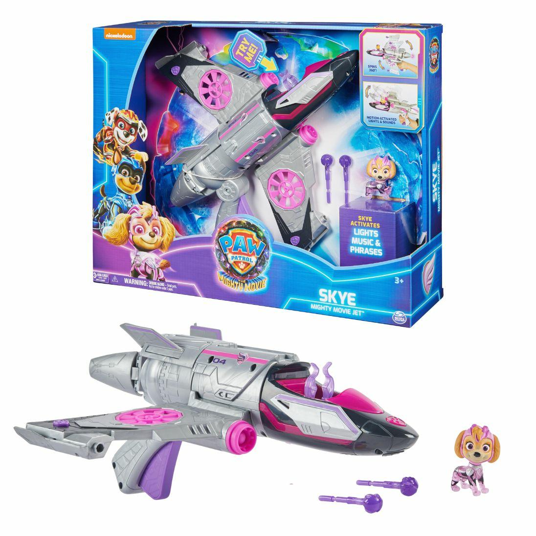 PAW Patrol , Mighty Jet di Skye, con Luci e Suoni, Ali che Ruotano a 360°, da : Il Super Film, Giochi per Bambini e Bambine, 3