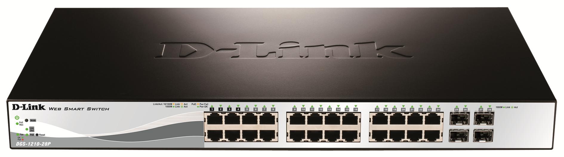 D-Link DGS-1210-28P switch di rete Gestito L2 Gigabit Ethernet (10/100/1000) Supporto Power over Ethernet (PoE) 1U