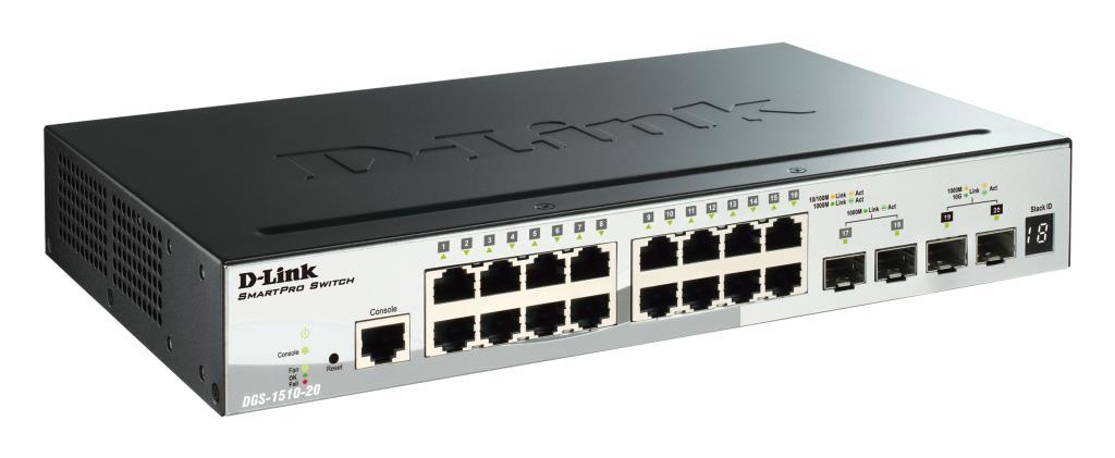 Switch Web Managed - D-Link SmartPro 16 porte 10/100/1000Mbps + 2 porte mini-GBIC + 2 porte SFP+