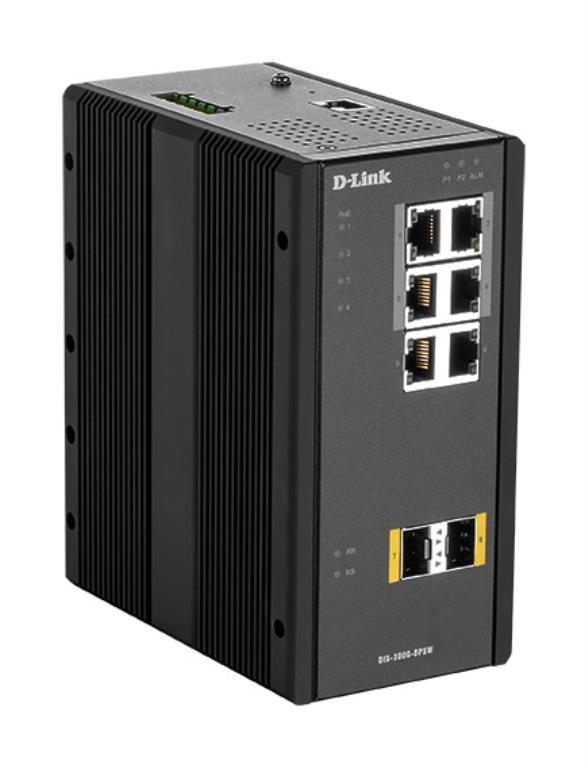 Switch Manageable PoE L2 Industriale 8 Porte - 6 porte Gigabit di cui 4 PoE 2 ports SFP - Formato Rail-DIN