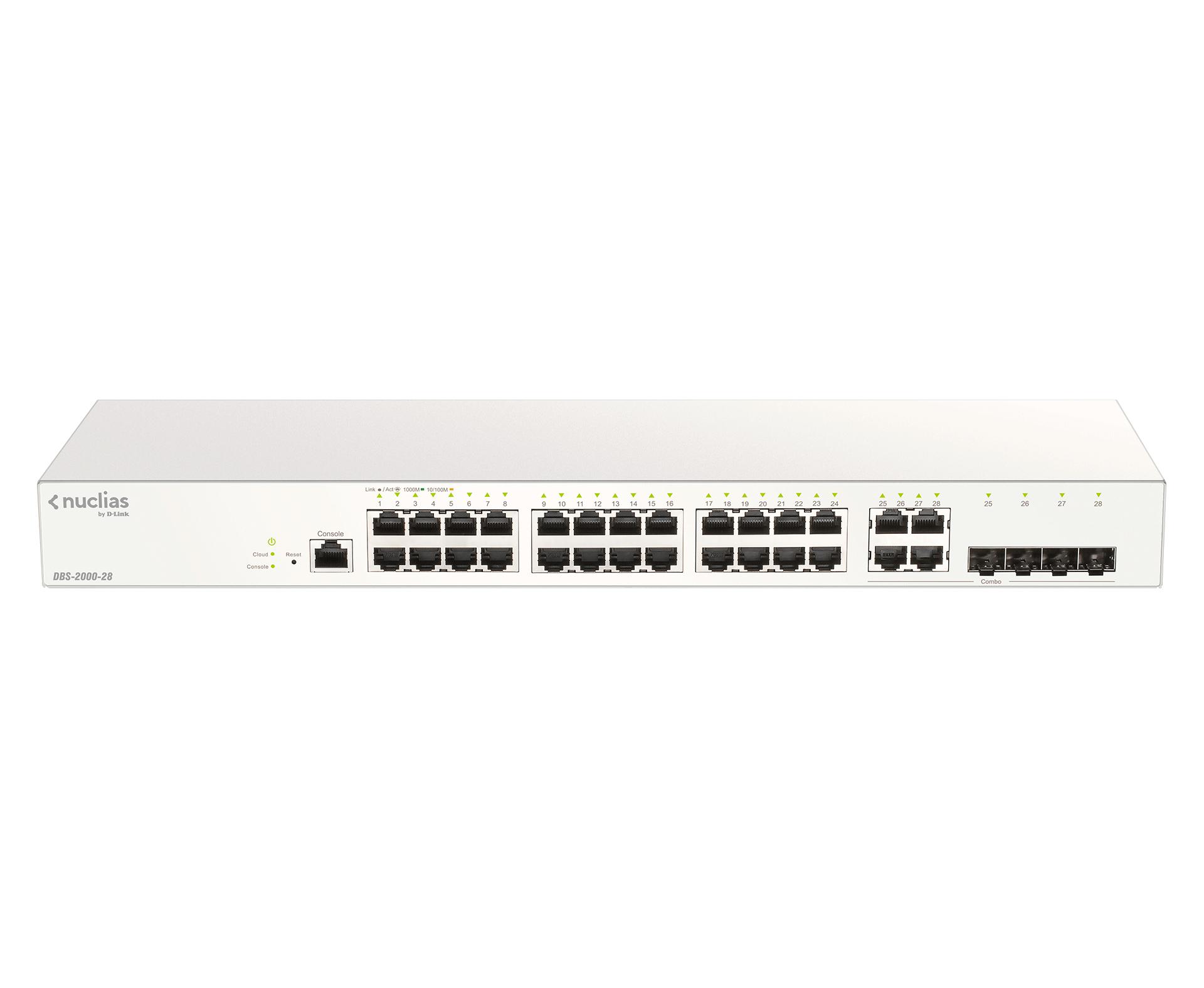 D-Link DBS-2000-28 switch di rete Gestito L2 Gigabit Ethernet 10/100/1000 Grigio (D-Link Nuclias Cloud-Managed DBS-2000-28 - Sw
