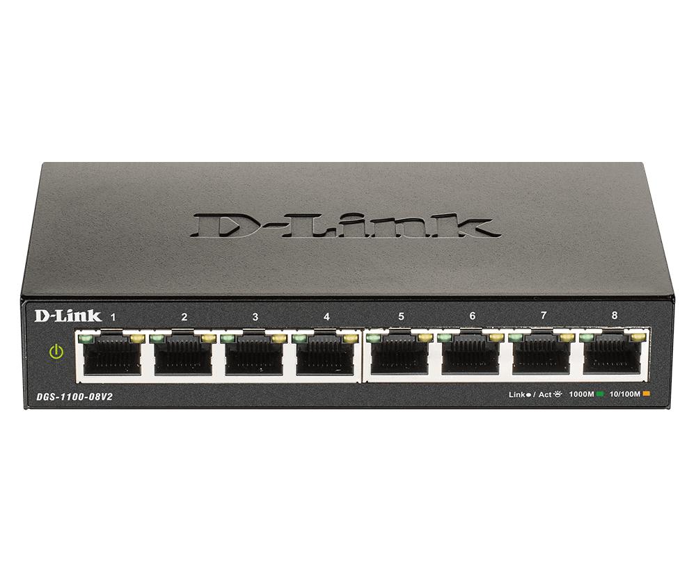 D-Link DGS-1100-08V2 switch di rete Gestito L2 Gigabit Ethernet 10/100/1000 Nero (D-Link DGS 1100-08V2 - Switch - smart - 8 x 1